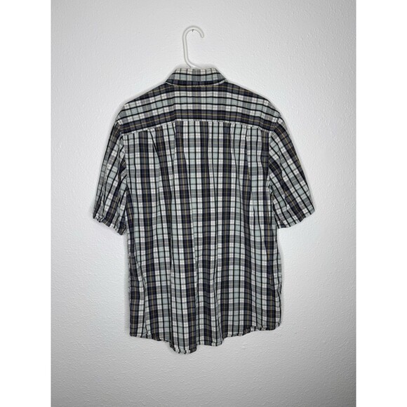 Carhartt Relaxed Fit Blue Grey Yellow Plaid Short Sleeve Button Shirt Men's L - Picture 9 of 16